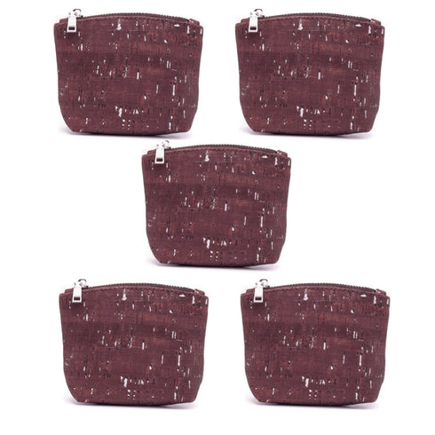 Brown Speckled Cork Zipper Coin Purse
